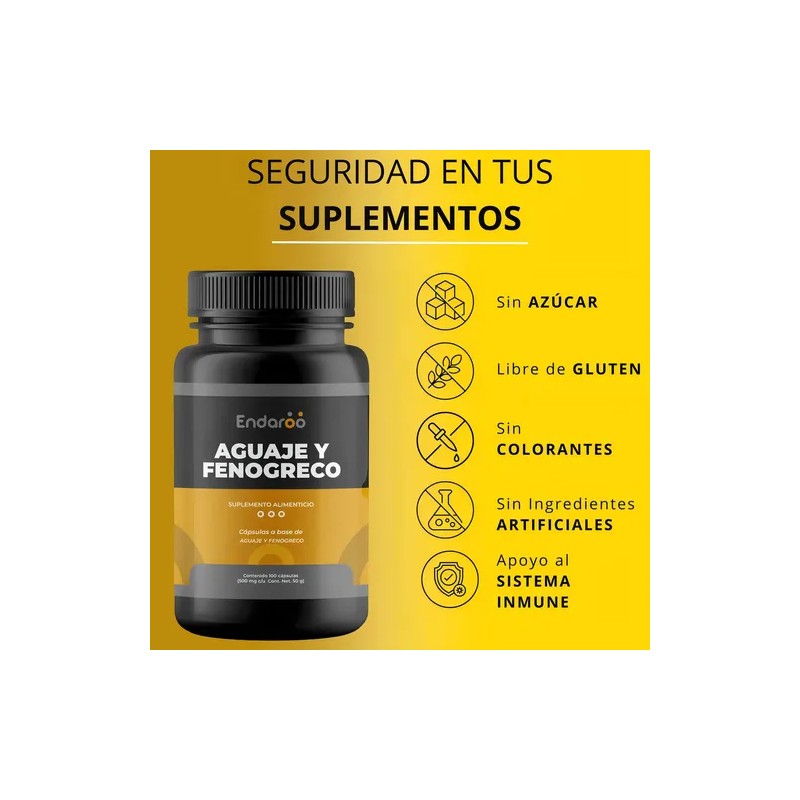 Aguaje + Fenogreco - Pack 300 Cápsulas Sabor Sin Sabor