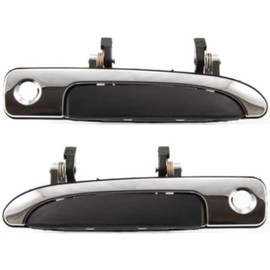 For Mercury Grand Marquis 1992-2011 Exterior Door Handle Driver and Passenger Side | Pair | Front | Chrome Bezel With Textured Black Lever | With Key Hole | All Submodels | FO1310111, FO1311111