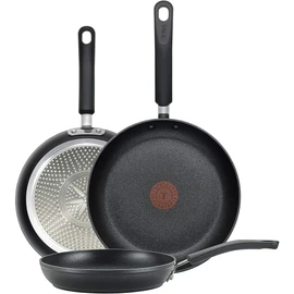 T-fal Experience Non Stick Fry Pan Set 3 Piece, 8, 10.25, 12 Inch Induction Oven Broiler Safe 400F, Cookware, Kitchen Cooking Set, Pots and Pans, Skillets, Frying Pans, Dining, Dishwasher Safe, Black