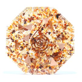 Prajet Energized Orgonite Healing Crystals Hexagonal Vastu Plate Energy Generator Crystal Gemstones Unique Approx. Size 4.5 inch * 1.5 cm Thickness (Carnelian Orgone Plate)