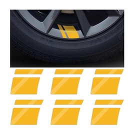 Adunsiaoto 6 Stück Auto Rad Reflektierende Aufkleber, Auto Streifen Racing Felgenaufkleber, Wasserdichte Auto Rad Streifen Dekorations Aufkleber, Automotive Universal Dekoratives Zubehör(Gelb)