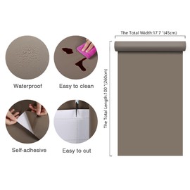 CHIHUT 17.7"x100" Thickened Tan Brown Peel and Stick Wallpaper Matte Textured Brown Contact Paper Waterproof Self Adhesive Solid Brown Wall Paper Removable Vinyl Roll Decorative for Cabinets Table