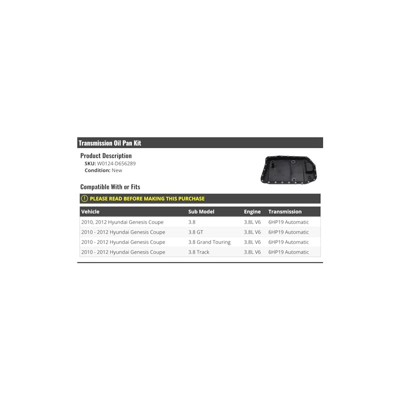 Automatic Transmission Oil Pan Kit - Compatible with 2010-2012 Hyundai