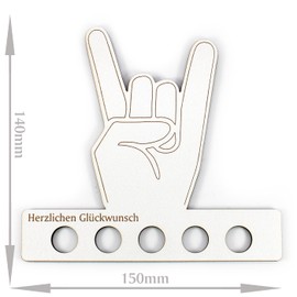 Dekolando Money Gift Heavy Metal Hand Original Gift with Chip Fork Motif - 5 Note Holder - Ideal for Rock Fans, Birthdays & Weddings