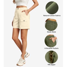 Lepunuo Women's Mid-Rise Relaxed Fit 6" Cargo Short Beige