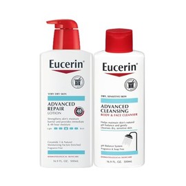 Eucerin Advanced Repair - Locin corporal sin perfume para piel seca (16.9 onzas lquidas)  limpiador corporal y facial avanzado para pieles sensibles, 