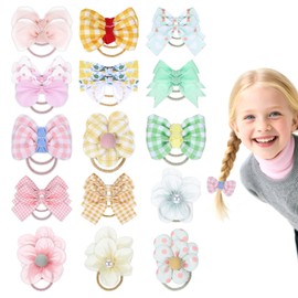 GENZYRE 30 Pcs Baby Hair Ties, Kids Cute Bow Toddler Hair Ties for Little Girls No Damage, Toddler Bows for Girls Hair Accessories Products Elastics, Girl Scrunchies Bows Headband Flower Rubber Bands