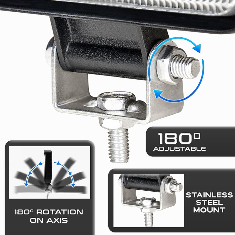 LED Work Light 12 V 4 Pieces Aluminium ABS 48