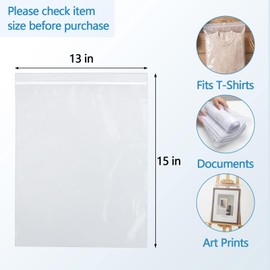 100 PCS 13"×15" Large Zip Seal Lock Bags 2 Gallon Plastic Poly Bag Clear 2 Mil Plastic Reclosable Bags - Waterproof Dustproof Storage and Shipping for Clothing, Crafts, Travel and Moving