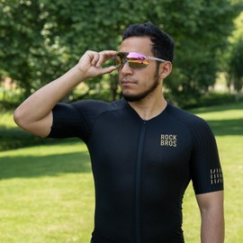 ROCKBROS Cycling Glasses Outdoor Frameless Photochromic Sports Running Windproof Glasses Bicycle Equipment Men and Women