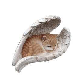 Hi-Line Gift Ltd. Citrus Seraph: Vibrant Orange Polyresin Angel Cat Figurine