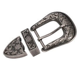 Leopacat Belt Buckle,Vintage Design Belt Buckle Western BBuckles Set Men Simple Metal Cowboy Belt Decoration Handmade Buckle with Engraved Floral Polished for Men Women Belt Inner Diameter 25mm