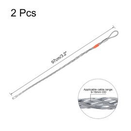 sourcing map 2pcs Cable Pulling Socks Grip, 3.2 Ft Wire Mesh Puller Socks Grip for 9-16mm/0.35-0.63" Cable, Anti-Slip Single Head Galvanizing Steel Wire Grips, Red