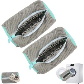 2Pcs Shoe Washing Machine Bag,Shoe Cleaning Bag for All Shoe Types,Laundry Shoe Bag for Washer and Dryer (Gray) - Color: Grey