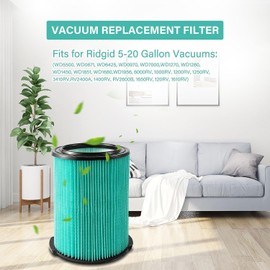 VF6000 5-Layer Replacement Filter for Ridgid 5-20 Gallon Wet Dry Vacuums WD5500 WD0671 WD6425 WD7000 WD1280 WD1851 WD1680 WD1956 RV2400A 1400RV RV2600B 2 Pack