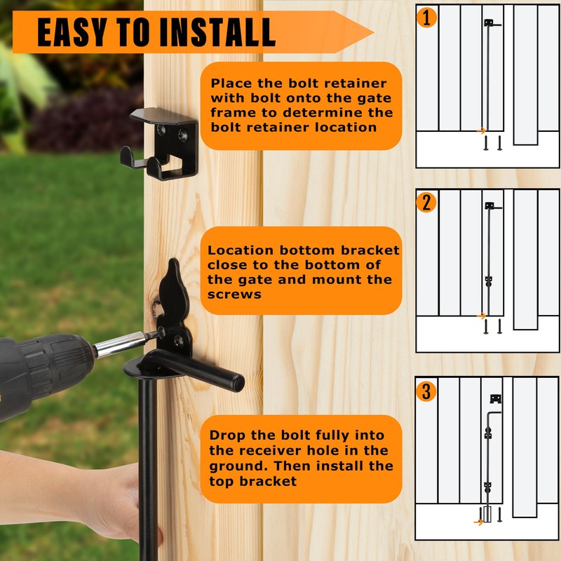 DJSUNPACKING 18" Heavy Duty Cane Bolt Gate Drop Rod-Steel Gate