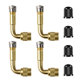 UHANBUT Car Tire Valve Stem Extenders, Universal 90 Degree Valve Stem Extension Tool, Brass Tire Inflator Nozzle Extender Adaptor for Dual Wheels Passenger Cars, Motorcycle, Bike, RV (4PCS)