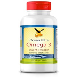 Get UP® Omega 3 Ultra with 500 mg EPA & 250 mg DHA, 120 Softgel Capsules, 1000 mg Fish Oil with 75% Omega-3 Fatty Acids EPA & DHA, with Vitamin E, Bioavailable, Laboratory Tested Quality