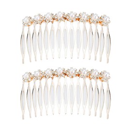 2 Pcs Pearl Hair Side Comb Rhinestone Hair Comb Clips Wedding Crystal Hair Combs Decorative Hair Clip Combs Bridal Hair Side Piece Elegant Hair Accessories Multi 2