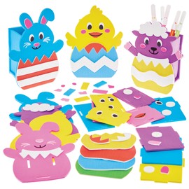 Baker Ross FX968 Easter Pen Holder Craft Kits - Pack of 4, Easter Foam Craft Kits for Kids