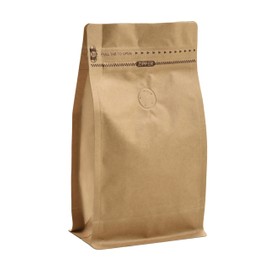 Resealable Kraft Paper Coffee Bags with Degassing Valve, Flat Bottom Side Gusset Stand Up Coffee Pouches with Zipper Lock (Pack of 50, Size for 4 oz/120 grams Coffee Beans or Ground)