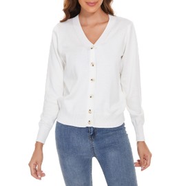 Women's V Neck Button Down Long Sleeve Cardigan Sweater