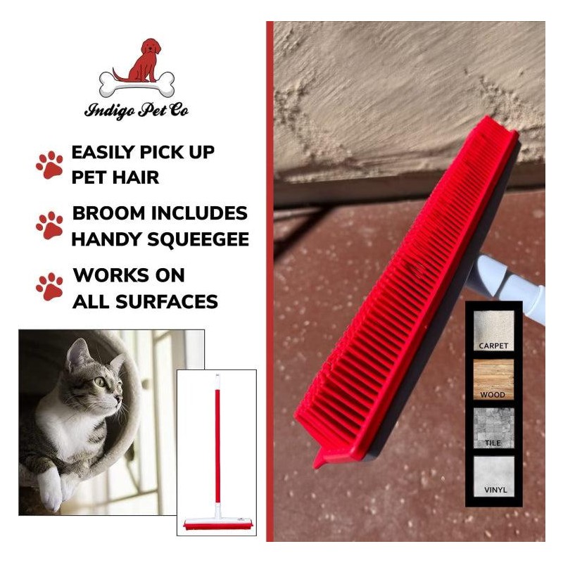 IndigoPet Hair Removal Broom - Extendable & Made with Soft