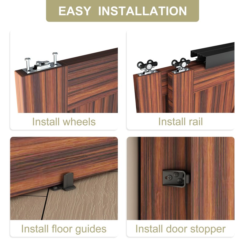 WEWORTH Heavy Duty Double Bypass Sliding Closet Door Track Kit