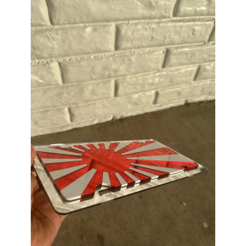 Japan Rising Flag Mirror Acrylic laser cut license plate JDM