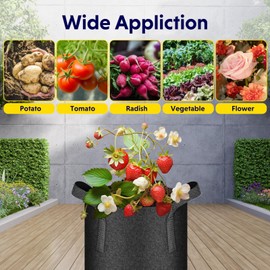 iPower 5 Pack 15 Gallon Grow Bags Plant Pots with 5 Labels for Garden Black