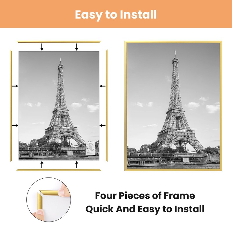 upsimples 12x16 Picture Frame Gold 3 Pack, Scratch-Proof Poster Frames