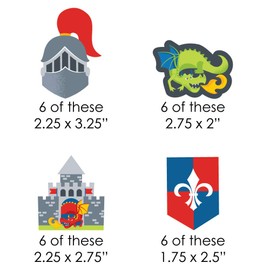 Big Dot of Happiness Calling All Knights and Dragons - Paper Straw Decor - Medieval Party or Birthday Party Striped Decorative Straws - Set of 24