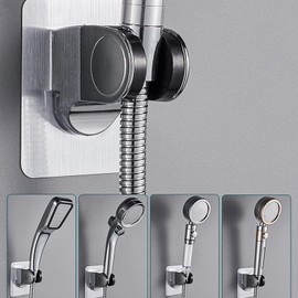 Clarmonde Shower Head Holder, Plastic, Hand Shower Holder, Adjustable Bracket, Wall Mount for Bathroom with Glue Stick, (2 Pieces Bracket 03), 100 x 75 x 70 mm