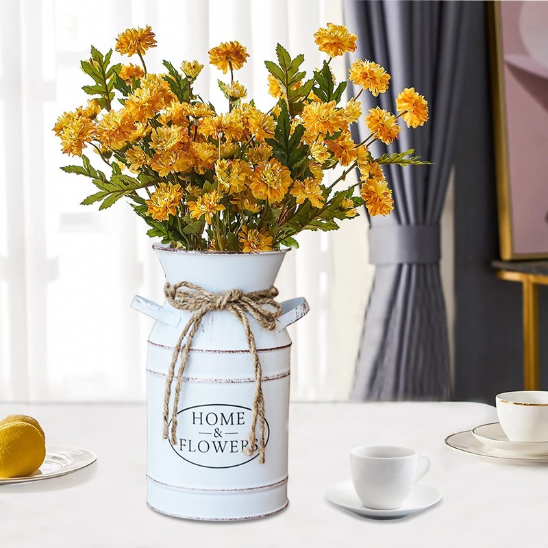 MISIXILE Rustic Farmhouse Vase Galvanized Milk Can, Metal Decorative Shabby