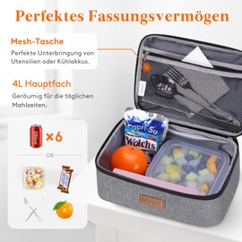 Lifewit Cool Bag Small Insulated for Men Women Foldable Lunch Bag Insulated Bag Portable Cool Box for Men Women for Picnics Work Grey 4L