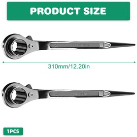 BAIFULAI Scaffolding Ratchet, 19/22 mm Scaffolding Wrench, Scaffolding Ratchet Right / Left Switchable from CR-V, Scaffolding Ratchet with Corrosion-Resistant Black Phosphating