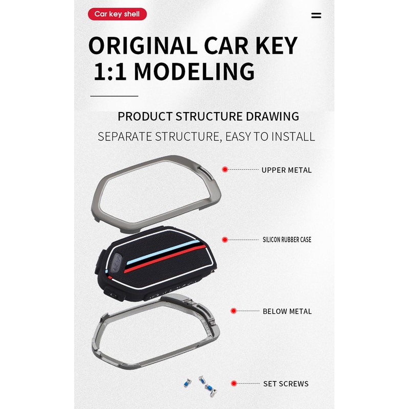 TECART 9 Button Zinc Alloy Key Fob Cover Fit For