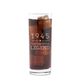 Dust and Things Engraved Highball Glass - 1945 Year of The Legend Design - 80th Birthday Gifts for Men Him - Cocktail Glass