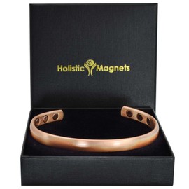 Pure Copper Magnetic Bracelet Men Women Copper Bangle Cuff 6 Neodymium Magnets Unisex Adjustable-CR (M: Wrist 16.5–19.5cm/6.3–7.7”)