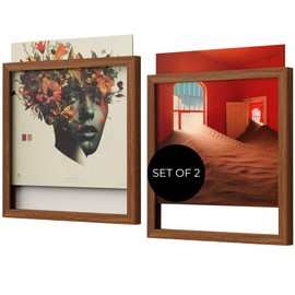 KORUA 2 Pack Wood Vinyl Record Frame, Fits 12.8 x 12.8 Inches, No Glass, Easy Record Change, Premium Lauan Wood, Wall Mount, Minimalist Style