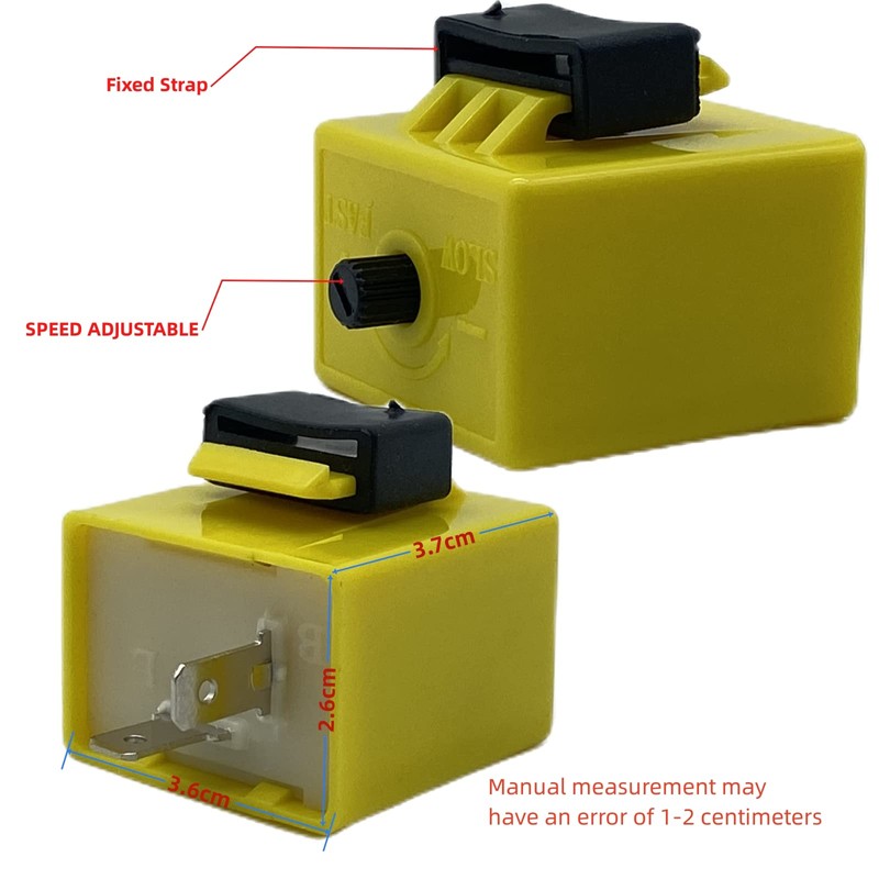 LK 2Pcs 2-Pin Speed Flasher Relay for DC 12V Adjustable