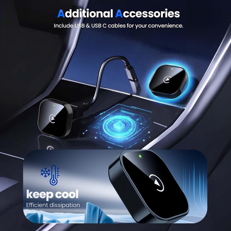 Yizro Wireless CarPlay Adapter for Apple iPhone & Android, 2-in-1
