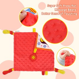 Dr.Rapeti Tag Security Blanket for Baby Infant Toddler Kid 10x10inches Washable Sensory Toy Lovey Appease Blanket (Animal)