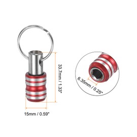 HARFINGTON 6PCS Bit Holder 1/4" Hex Shank Portable Aluminum Alloy Quick Change Screwdriver Drill Bits Holder Tool for Impact Driver Extension Bar, Red