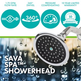 Niagara Conservation N2517CH Sava Spa 1-Spray with 1.75 GPM 4.4-in. Wall Mount Adjustable Fixed Shower Head in Chrome, 1-Pack | Bathroom Shower Head Sprayer with Pressure Compensation Technology