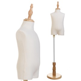 KTMANEQ Kid Dress Form Mannequin with Wood Stand for Clothes Window Display (S(2-3 Years))