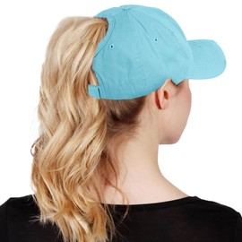2 Pack Womens Distressed Ponytail Baseball Hat Dad Cap for High Bun Classic Unconstructed Baseball Cap with Ponytail Hole Grey+Aqua