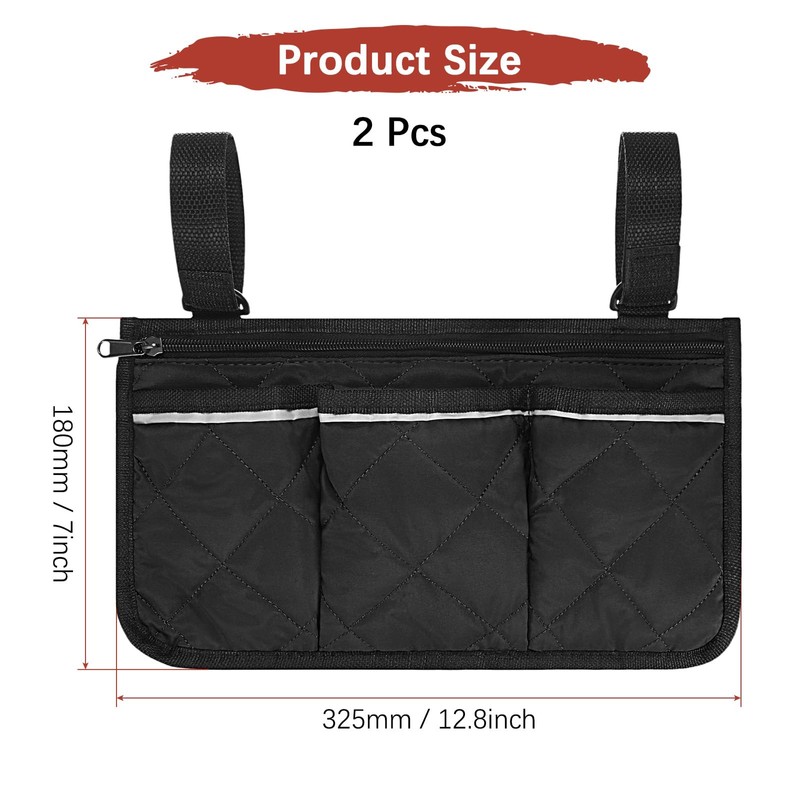 TIXIPEM 12.8"x7" Beach Chair Armrest Bag [2-Pack] - Waterproof Polyester