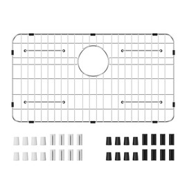 Kitchen Sink Grid and Sink Protectors, Stainless Steel Sink Grids for Bottom of Kitchen Sinks, 26" x 14 1/16" with Rear Drain for Single Bowl Sinks, 304 Stainless Steel Material