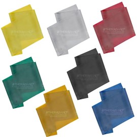 THERABAND Juego de bandas de resistencia de látex profesional, paquete de 7, bandas elásticas individuales de 6 pies para ejercicio superior e inferior del cuerpo, terapia física, pilates,